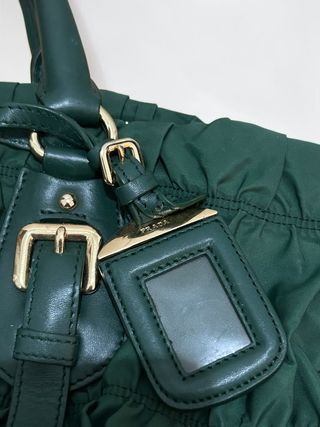 Prada Tessuto Gaufre Nylon Satchel Forest Green