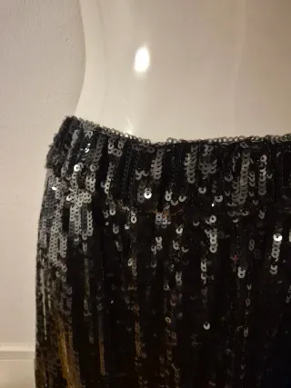 Pantalón ZARA lentejuelas negro de fiesta
