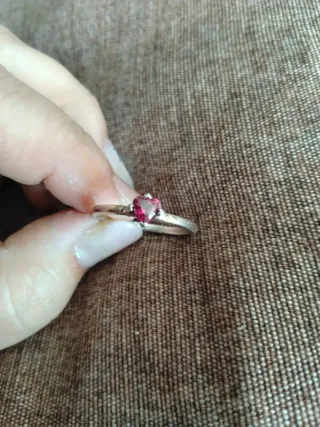 Anillo Plata Corazón Rojo