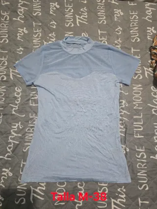 Camiseta azul M/38 de malla transparente
