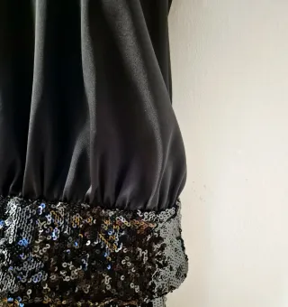 Top ZARA Satén Lentejuelas Negro