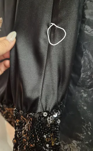 Top ZARA Satén Lentejuelas Negro