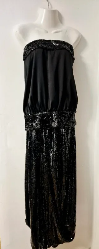 Top ZARA Satén Lentejuelas Negro