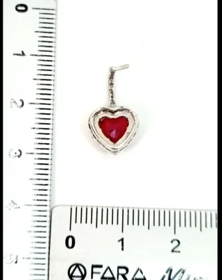 Pendientes Oro Blanco Corazón Rubí y Diamantes