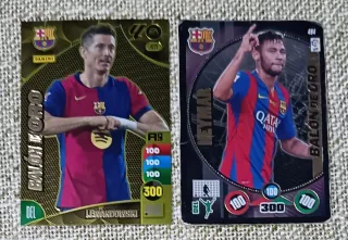 2 cromos fútbol balon de oro Lewandowski y Neymar
