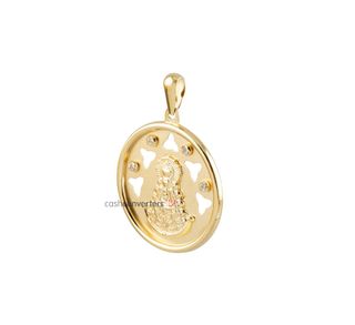 medalla oro 18k con piedra con circonita