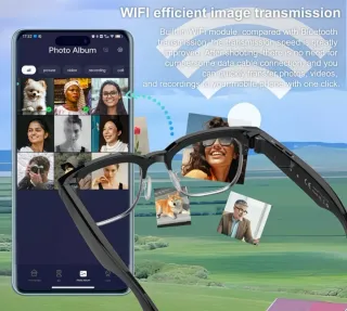 Óculos Inteligentes Câmera IA Vídeo Foto