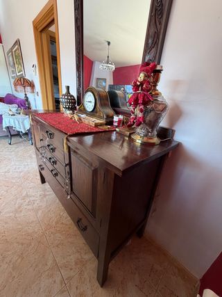 Cómoda Colonial Madera Maciza con Espejo