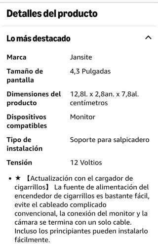 Cámara Marcha Atrás Jansite 4.3 LCD