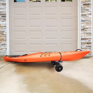 Carro de Kayak de Alta Resistencia, Capacidad de Carga de 320lbs, Carro de Canoa Desmontable con Neumáticos Sólidos de 10'', Soportes Ajustables y Pie de Soporte Antideslizante, para Kayaks, Canoa...