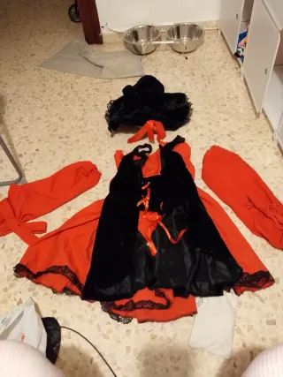 Disfraz Carnaval Negro y Naranja Talla Única