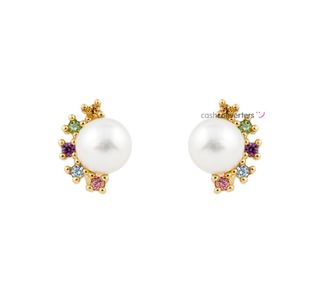 pendientes oro 18k con piedra con circonita