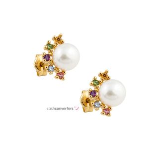 pendientes oro 18k con piedra con circonita