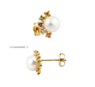 pendientes oro 18k con piedra con circonita