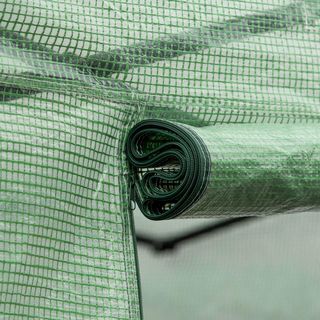 Serra da Giardino e Orto 4,5x3x2m con Copertura in PE, Serra per Piante con Porta e Finestre Scorrevoli, Verde