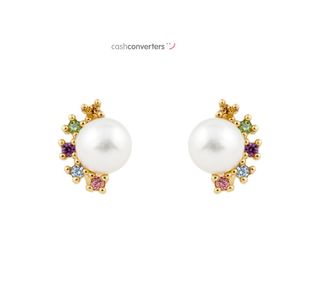 pendientes oro 18k con piedra con circonita