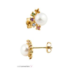 pendientes oro 18k con piedra con circonita