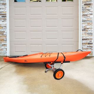 Carro de Kayak de Alta Resistencia, Capacidad de Carga de 204.1 kg, Carro de Canoa Desmontable con Neumáticos Sólidos de 30.5 cm, Ancho Ajustable y Pie de Soporte Antideslizante, para Kayaks, Cano...