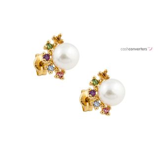 pendientes oro 18k con piedra con circonita