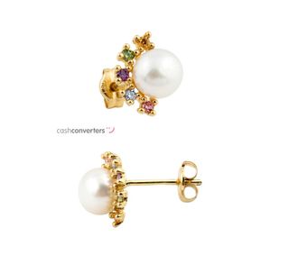 pendientes oro 18k con piedra con circonita