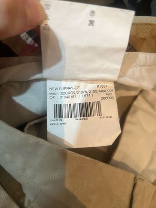 Pantalón Chino Burberry London Talla L Beige