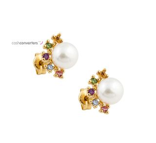 pendientes oro 18k con piedra con circonita