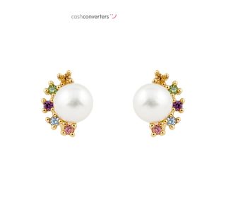 pendientes oro 18k con piedra con circonita