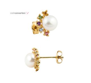 pendientes oro 18k con piedra con circonita