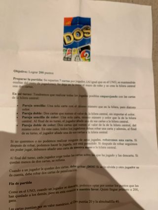 Juego de cartas DOS