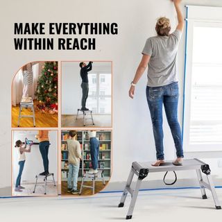 Plataforma de Trabajo Plegable, Capacidad de Carga de 330 lbs, Escalera de Aluminio para Yeso, Banco de Trabajo Pesado con Pies Antideslizantes, Ideal para Lavar Vehículos, Limpiar, Pintar, Decorar