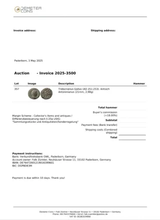 Moneda auténtica romana Treboniano Galo (251 d.C.)