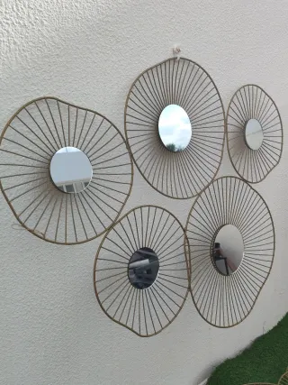 Espelho Decorativo Dourado Metal