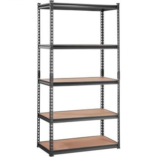 Unità di Stoccaggio su Scaffale, Regolabile a 5 Livelli, Capacità 2000 lbs, Scaffali Garage Resistente, Organizzatore in Metallo, Rack Utilità, Nero, 35" L x 18" W x 71" H