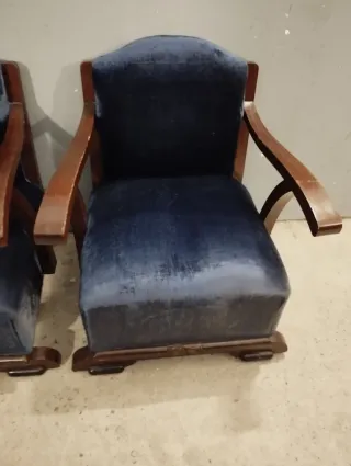 Pareja butacas modernistas terciopelo madera