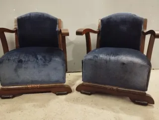 Pareja butacas modernistas terciopelo madera