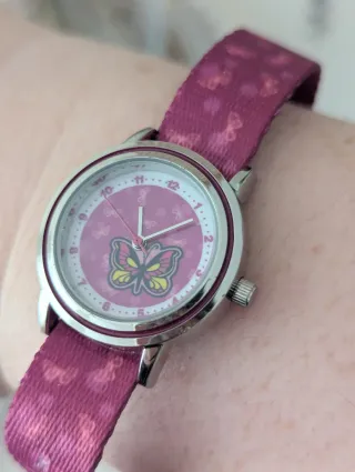 Reloj infantil mariposa rosa