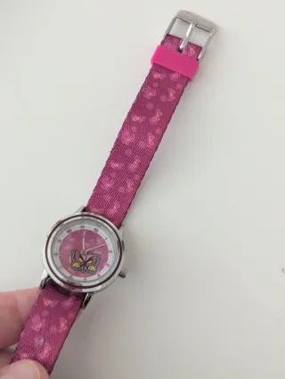 Reloj infantil mariposa rosa