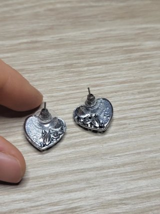 Pendientes Corazón Negro con Strass