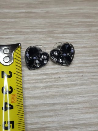 Pendientes Corazón Negro con Strass