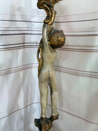 Antigua escultura madera policromada ángel