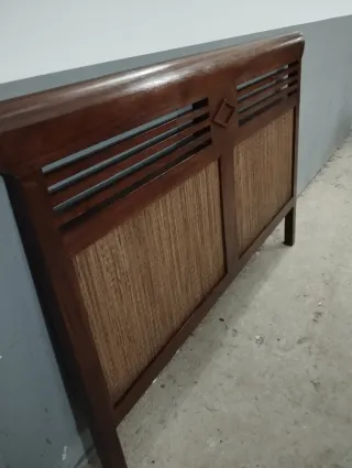 Cabecero Madera Maciza y Ratán