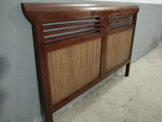 Cabecero Madera Maciza y Ratán
