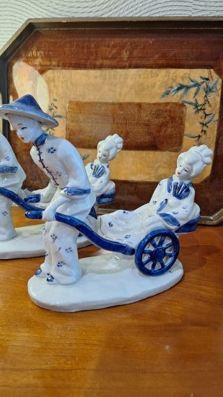 Figuras de porcelana estilo rickshaw