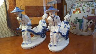 Figuras de porcelana estilo rickshaw