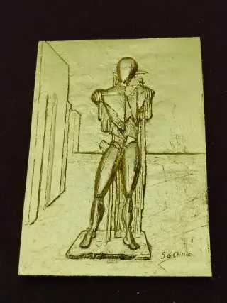 Bassorilievo G. De Chirico foglia Oro