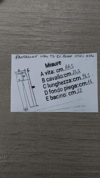 Pantaloni pantalones  uomo neri tg 50 primav.estat