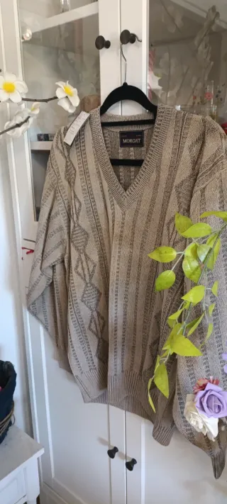 Jersey fino Morgat beige y gris Talla L