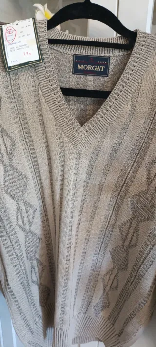 Jersey fino Morgat beige y gris Talla L