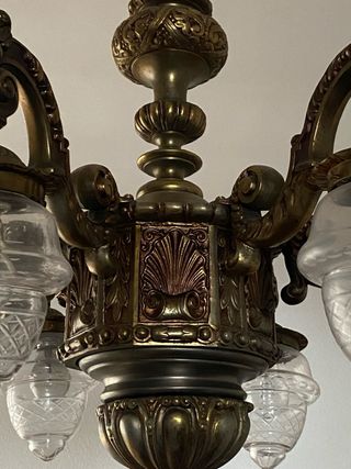 Lámpara de bronce y cristal para techo