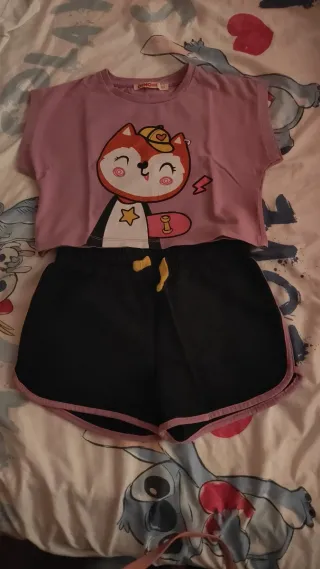 Completo bambina maglietta- pantaloncini Deno Kids
